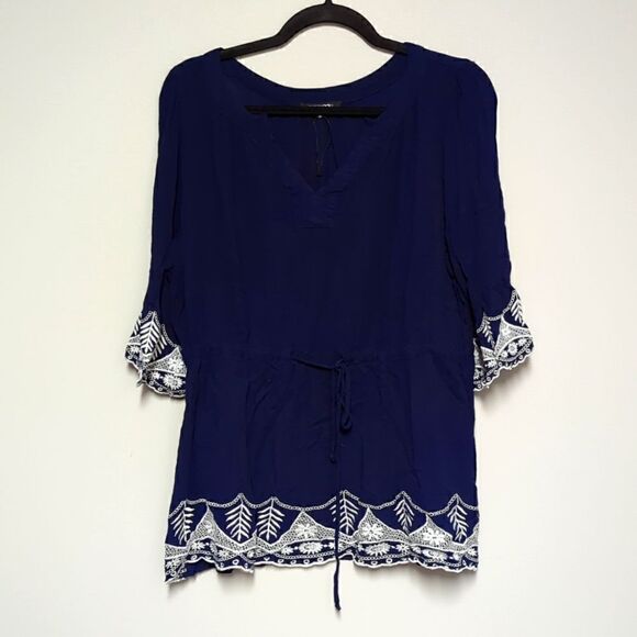 NWT Papermoon Navy and White Blouse - Picture 1 of 9